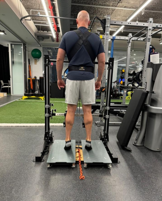 Standing bilateral heel rise with force plates